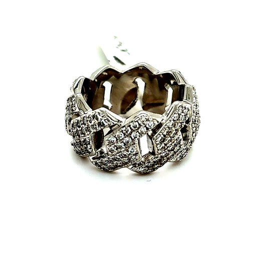 925 S.S. VVS Moissanite Cuban Eternity Ring