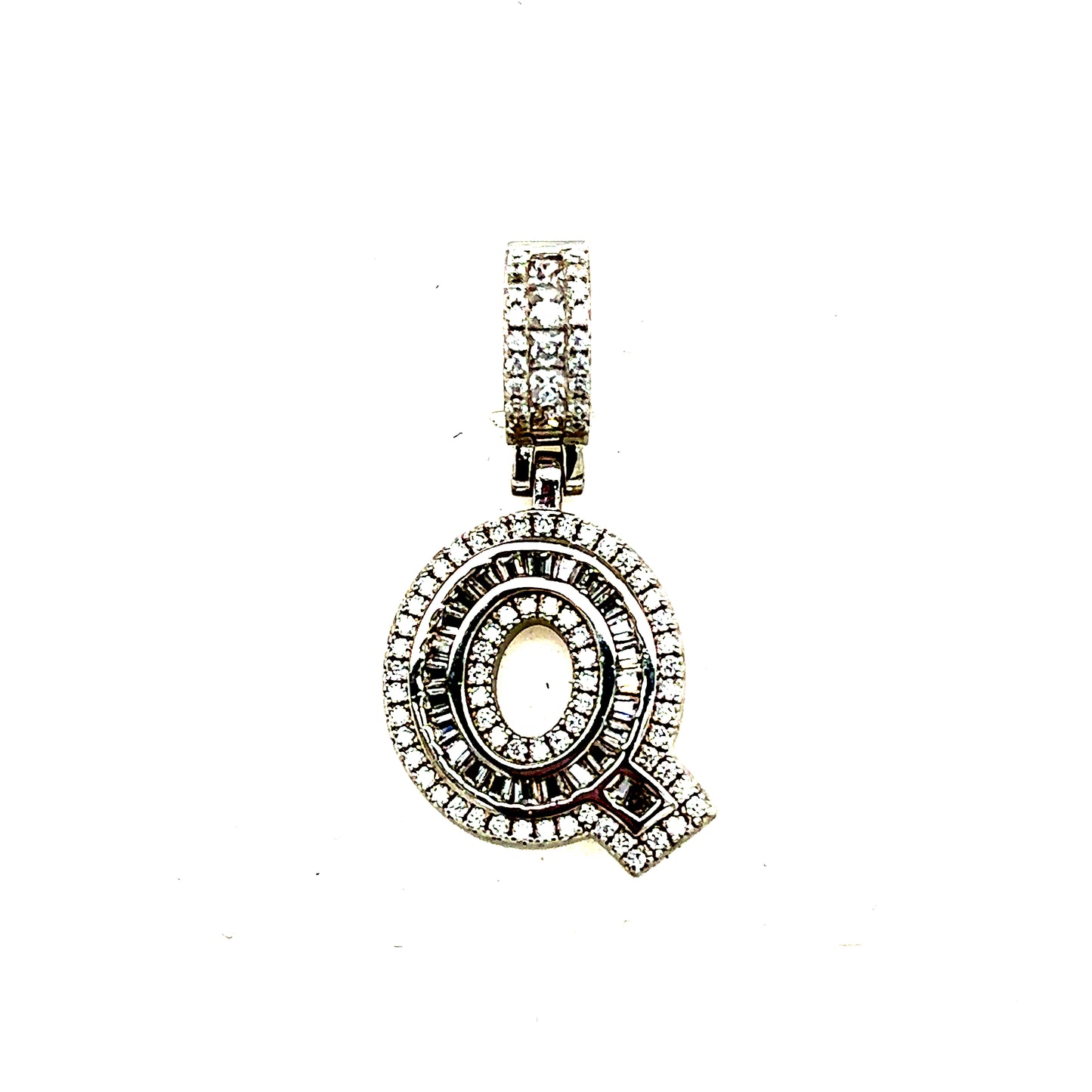 925 S.S. CZ Stone Letter Q Pendant