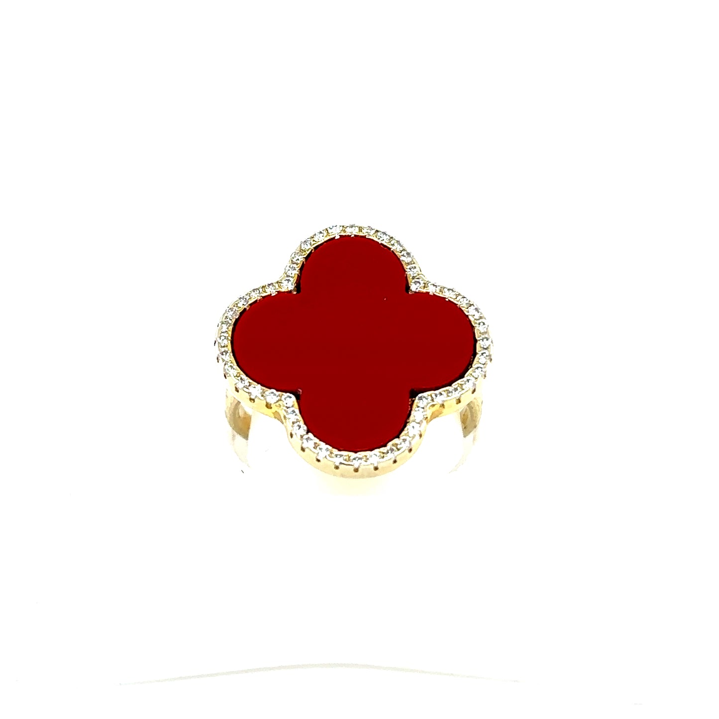 925 S.S. 18K GP CZ Stone and Coral Ring