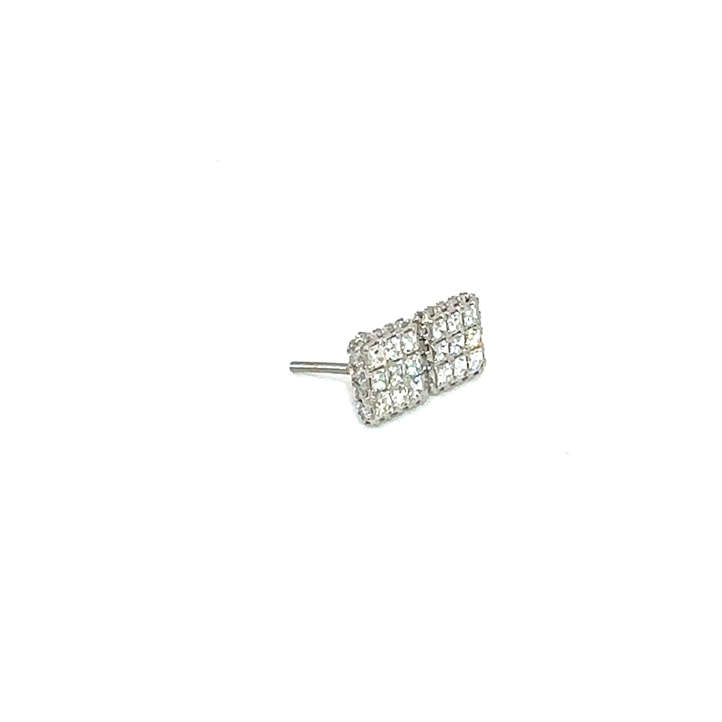 14k White Gold Square VS Diamond Earrings