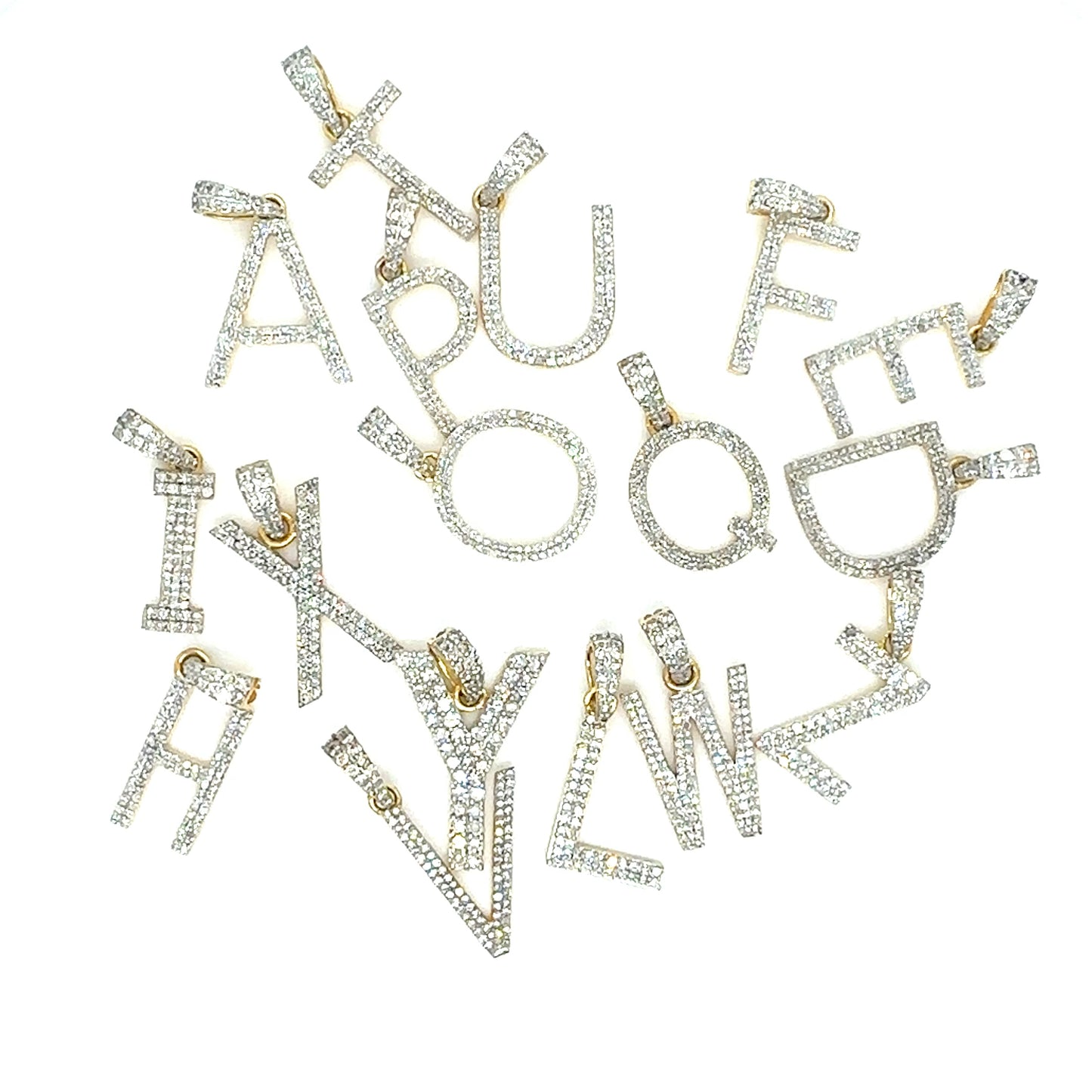10k Gold Natural Diamond Letter Pendant