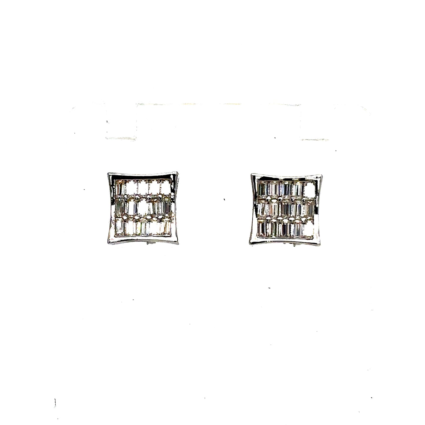 925 S.S. VVS Moissanite Square Baguette Earrings