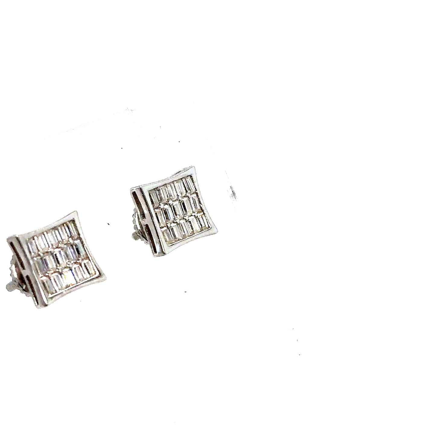 925 S.S. VVS Moissanite Square Baguette Earrings