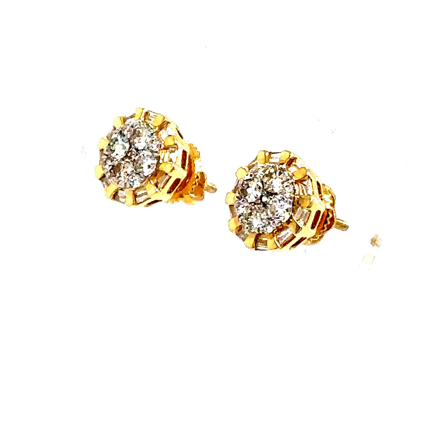 10k Gold Baguette Trim VS Diamond Earrings