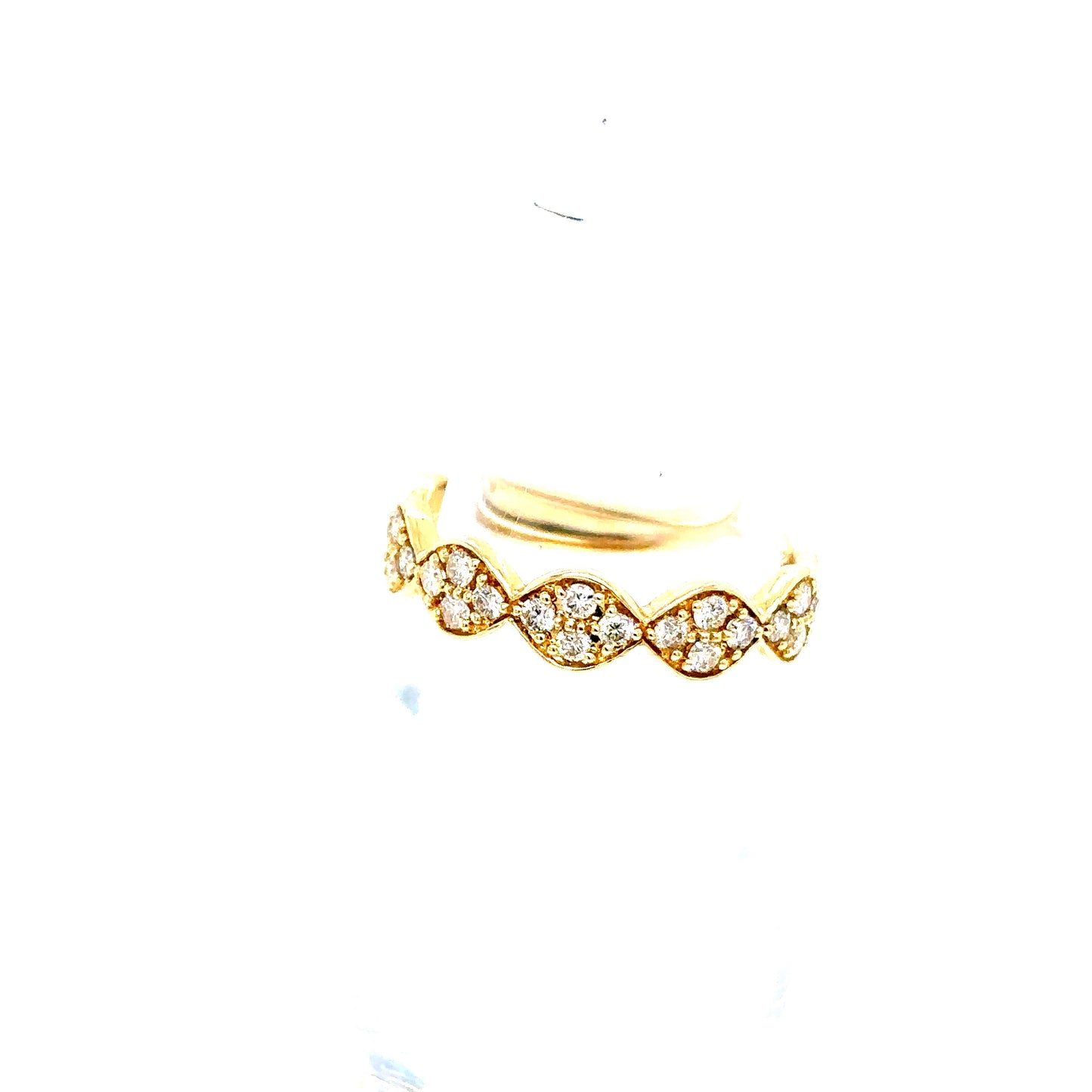 14k Yellow Gold Wavy Diamond Ring