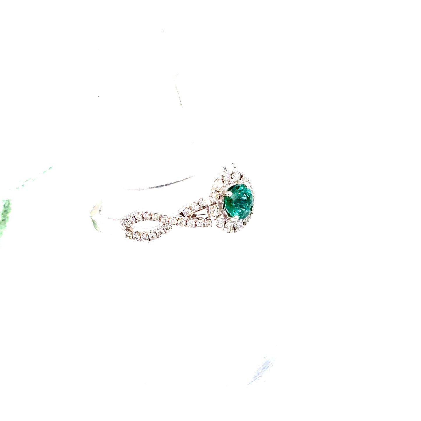 14k White Gold Emerald and Diamond Ring