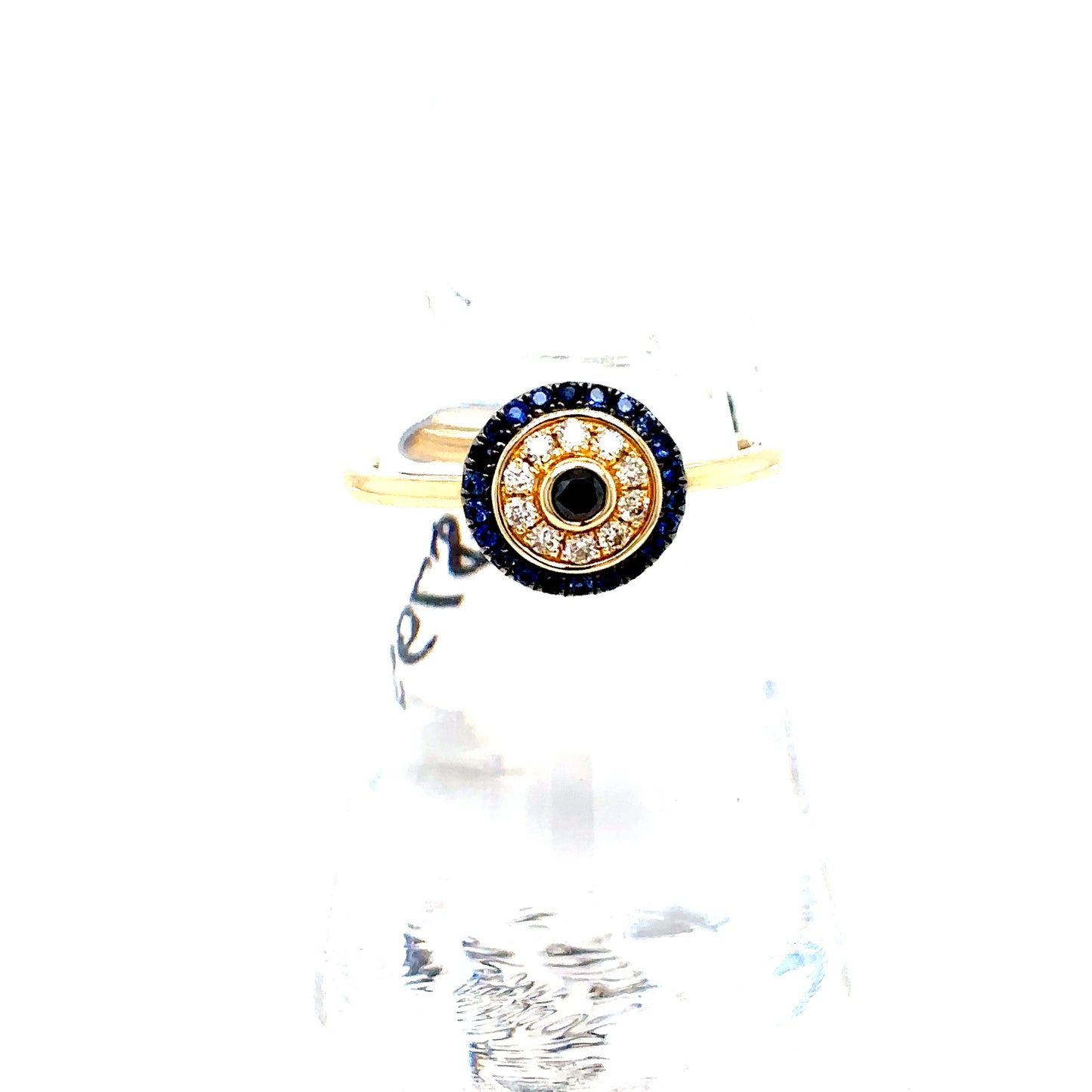 14k Diamond and Sapphire Evil Eye Ring