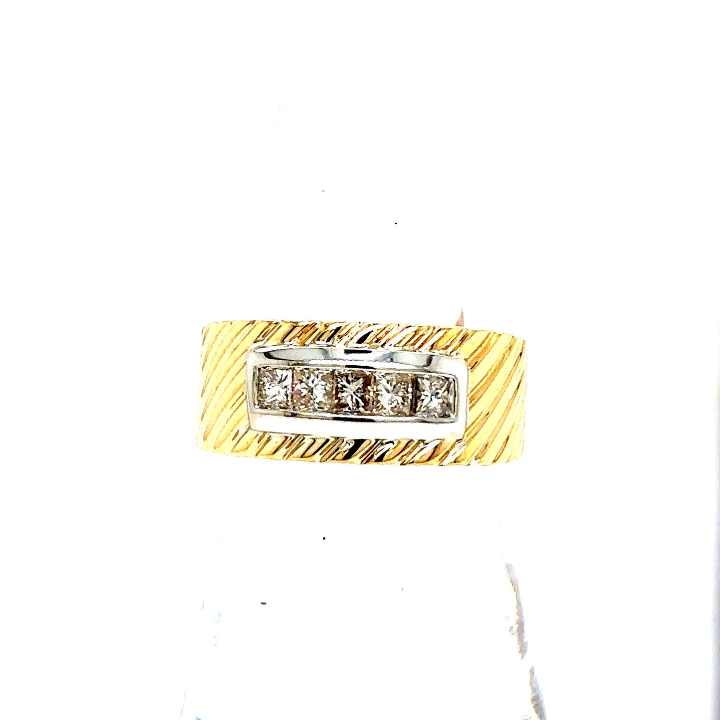 14k Gold 2-Tone Princess Cut Diamond Band