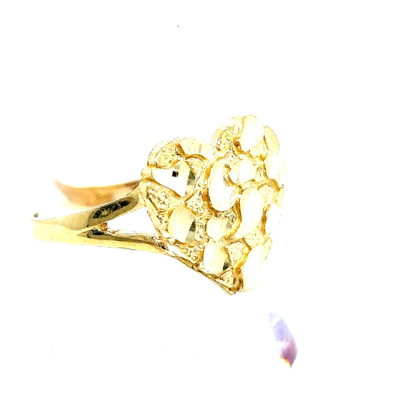 10k Yellow Gold Nugget Heart Ring