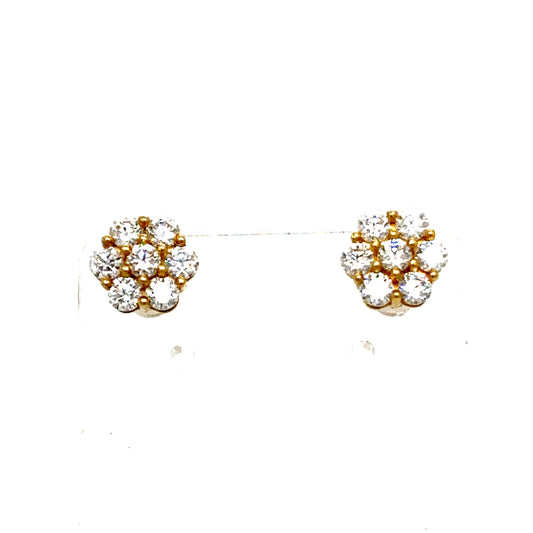 14k Yellow Gold VVS Moissanite Flower Set Earrings