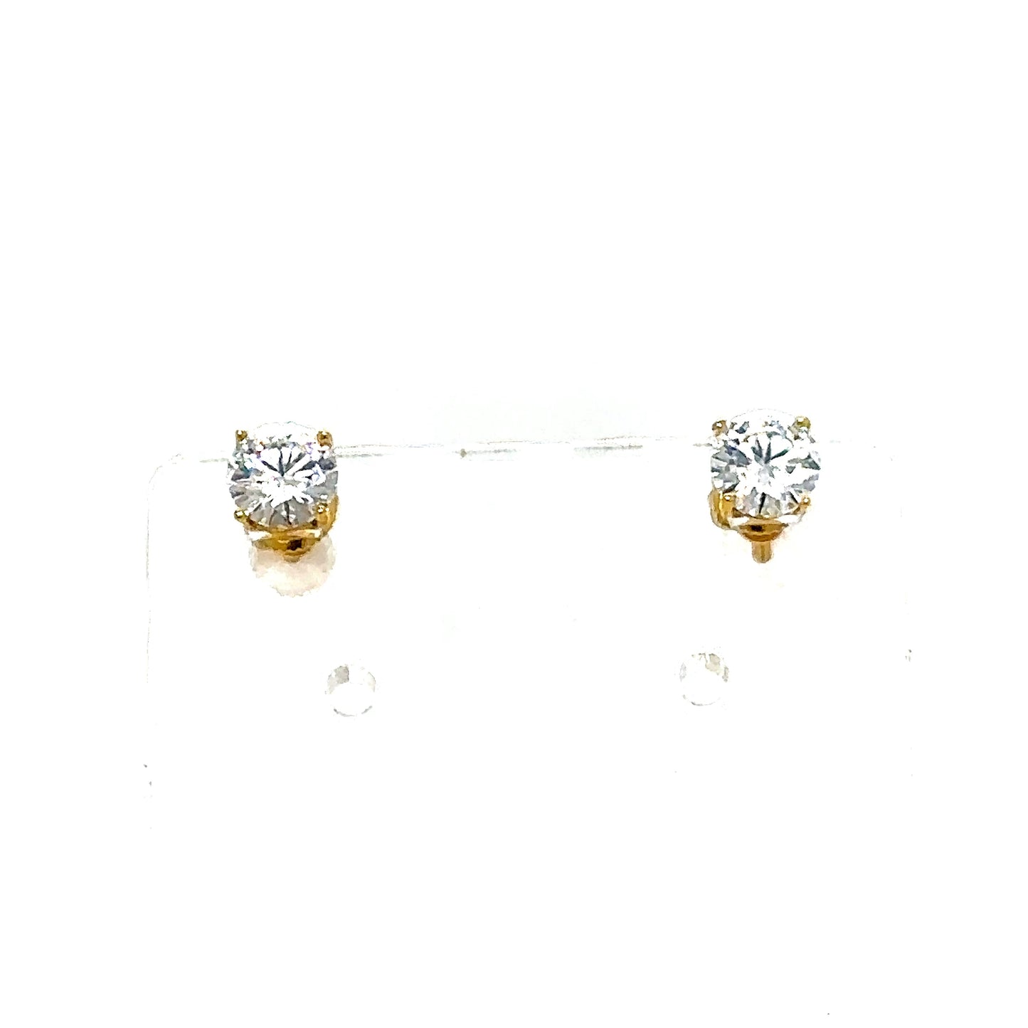 14k Yellow Gold VVS Moissanite Solitaire Studs
