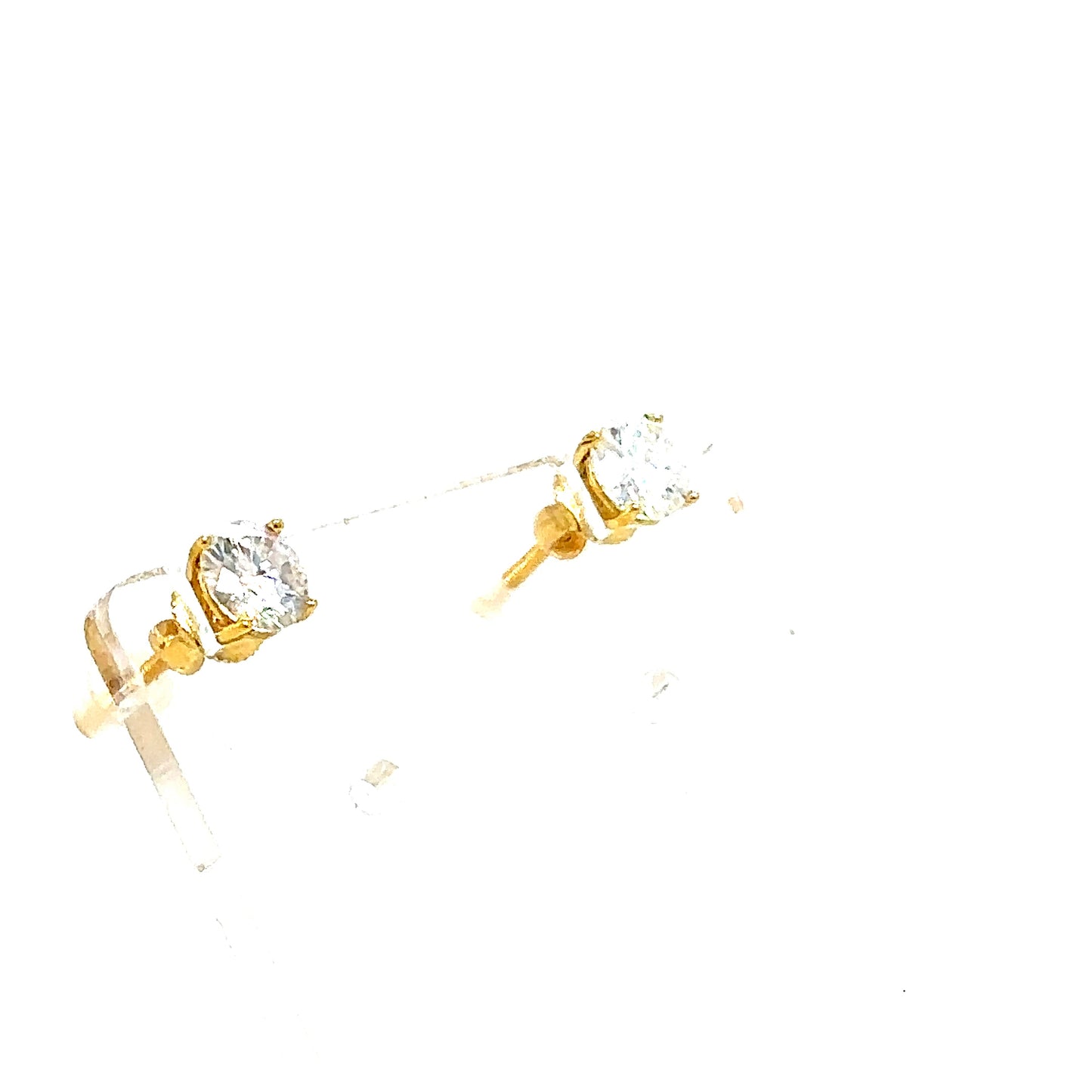 14k Yellow Gold VVS Moissanite Solitaire Studs