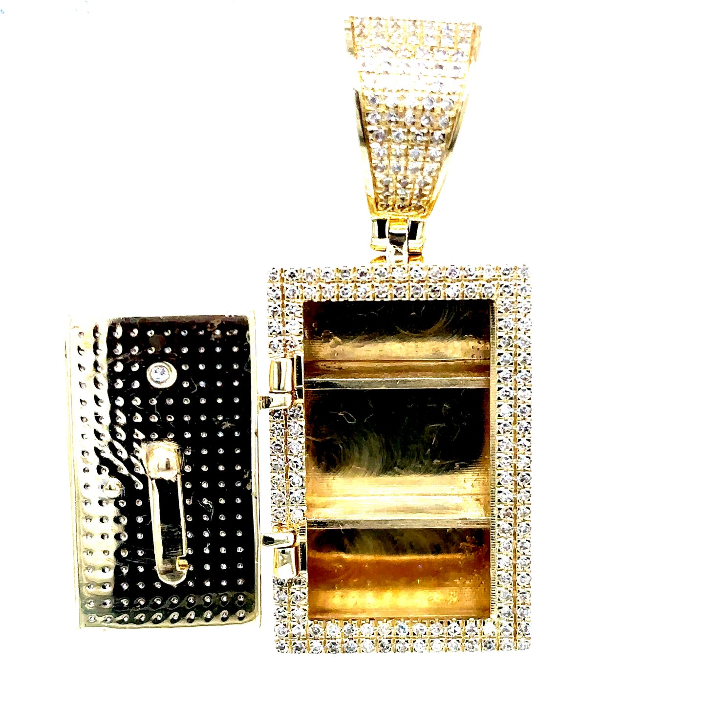 10k Yellow Gold Diamond Vault Safe Pendant