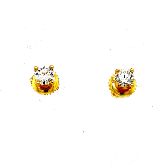 925 S.S. GP VVS Moissanite Solitaire Earrings