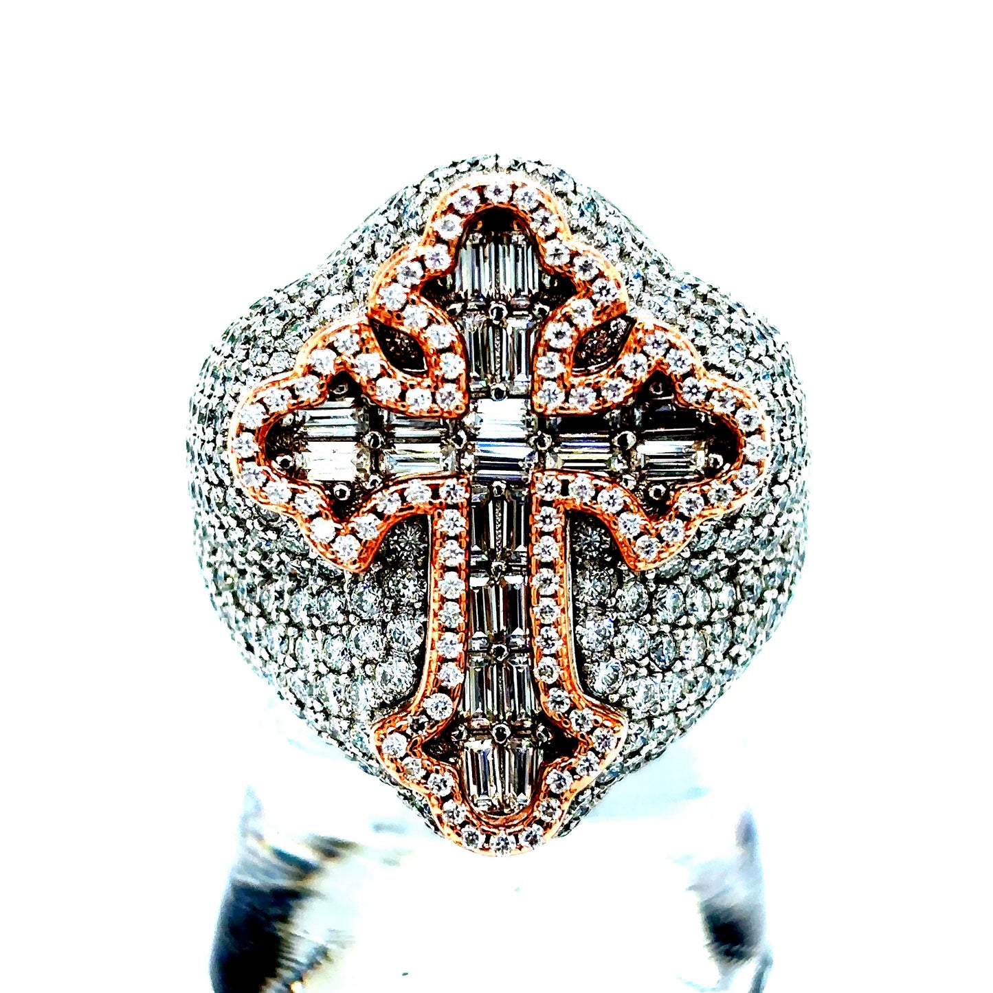 925 S.S VVS Moissanite 2-Tone Cross Ring