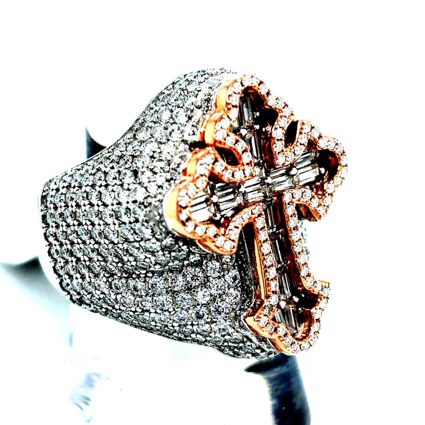 925 S.S VVS Moissanite 2-Tone Cross Ring