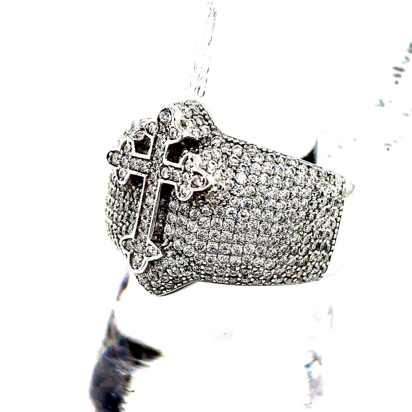 925 S.S. VVS Moissanite Cross Ring
