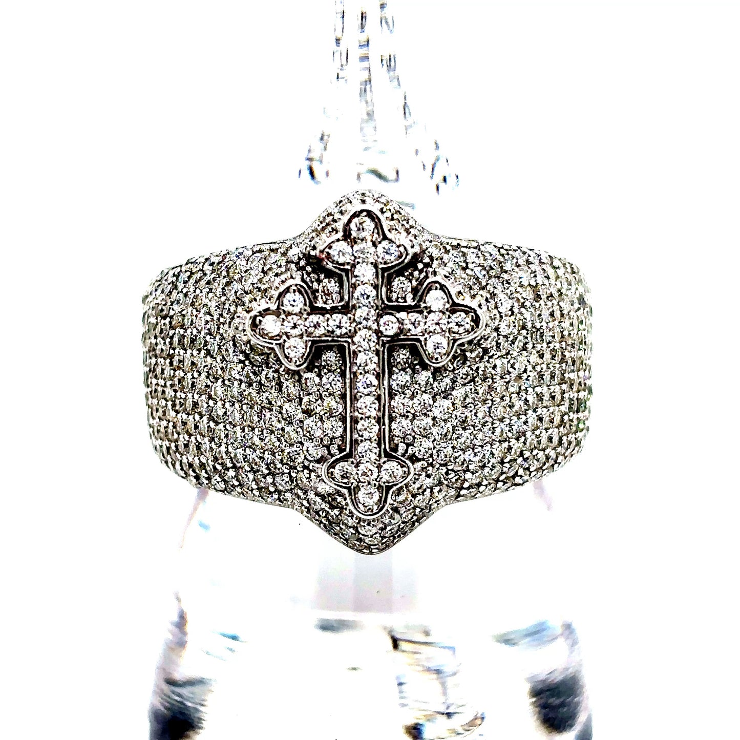 925 S.S. VVS Moissanite Cross Ring