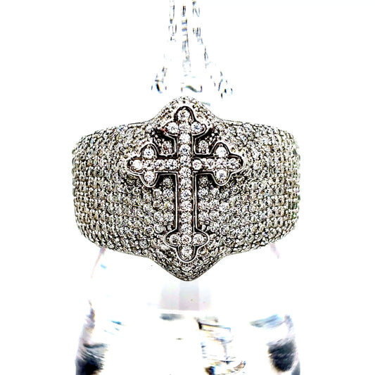 925 S.S. VVS Moissanite Cross Ring