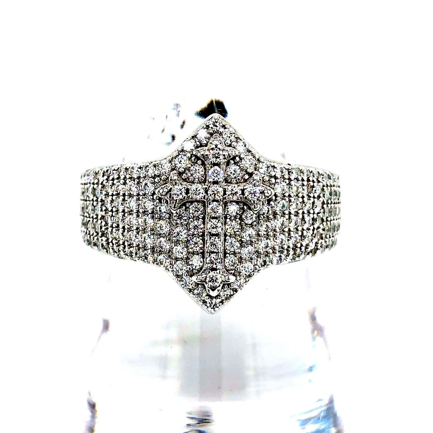 925 S.S. VVS Moissanite Cross Ring