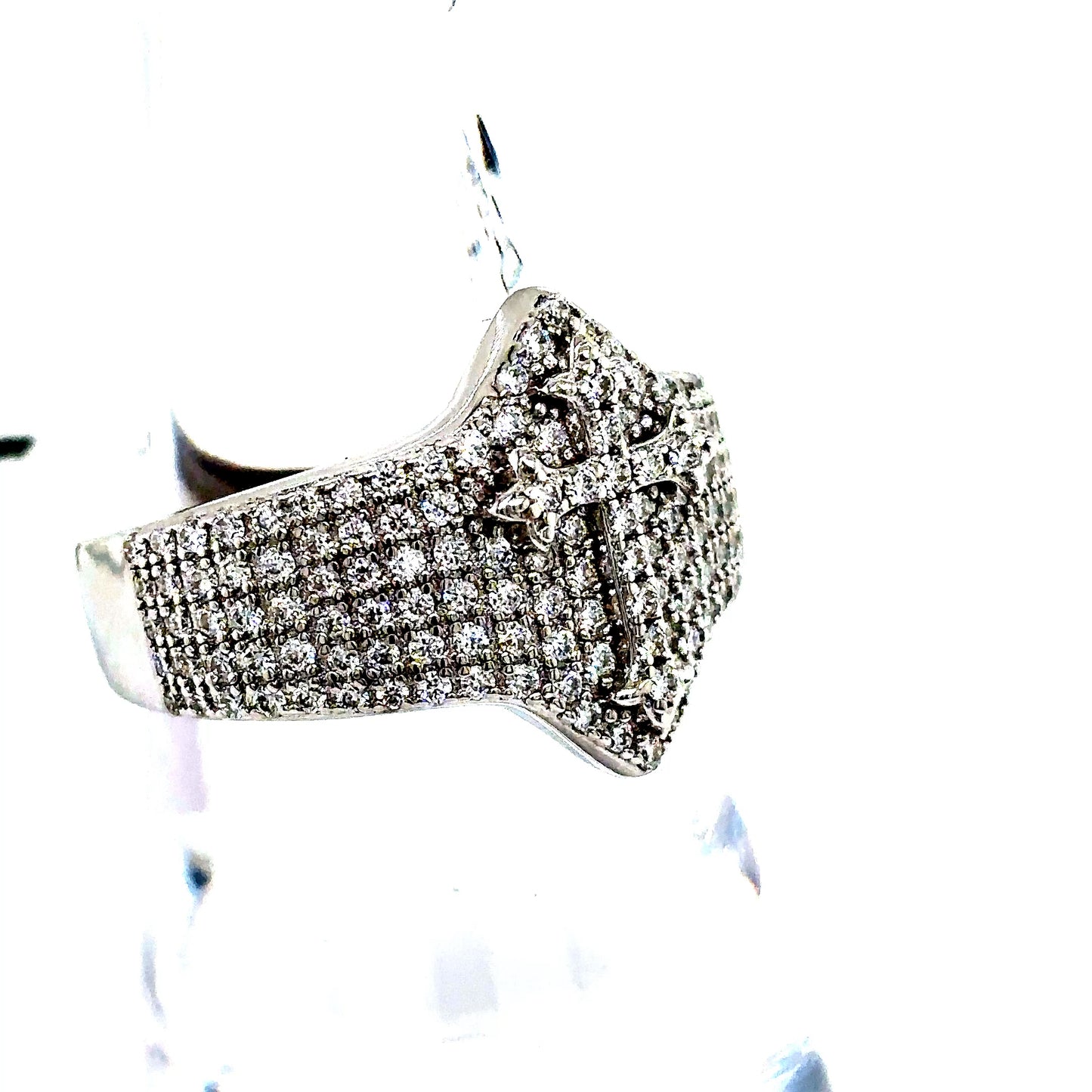 925 S.S. VVS Moissanite Cross Ring