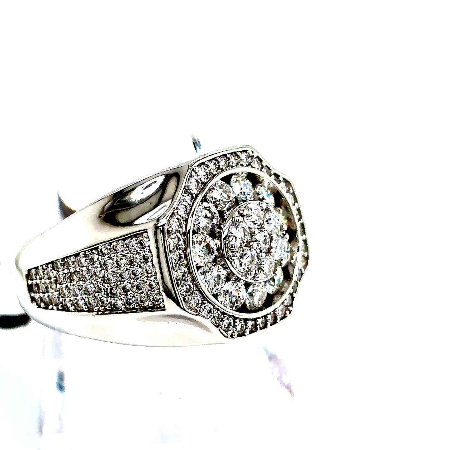 925 S.S. VVS Moissanite Round Ring