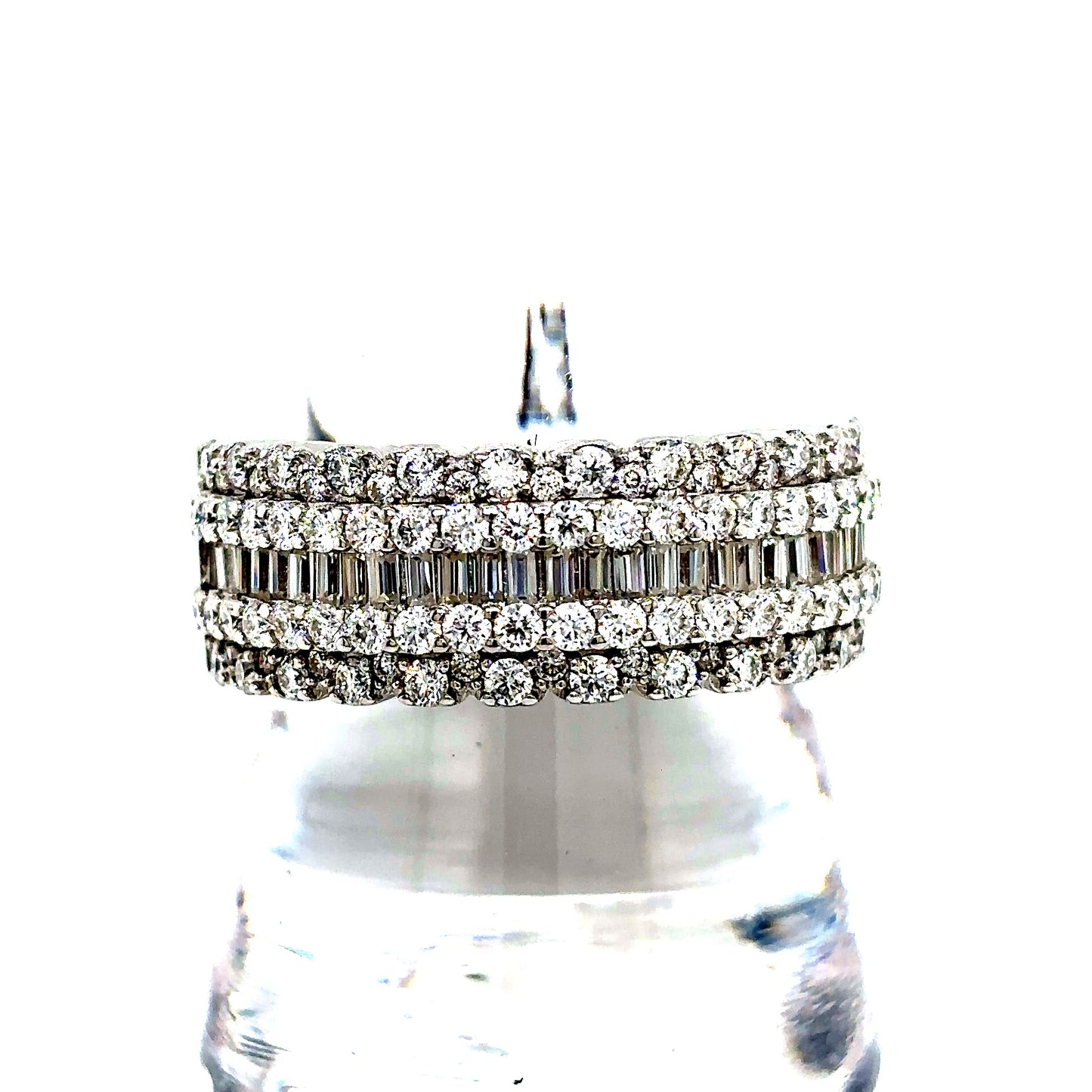 925 S.S. VVS Moissanite Baguette Band Ring