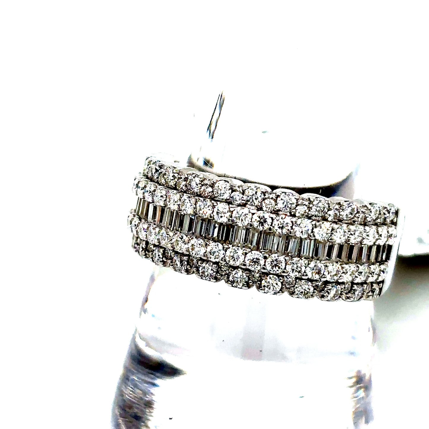 925 S.S. VVS Moissanite Baguette Band Ring