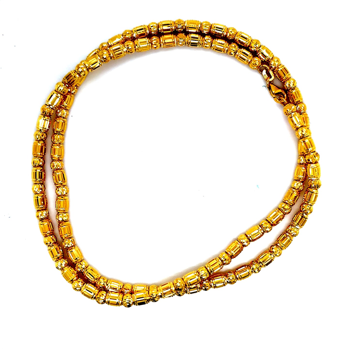 10k Yellow/2-Tone Diamond Cut Beaded Chain