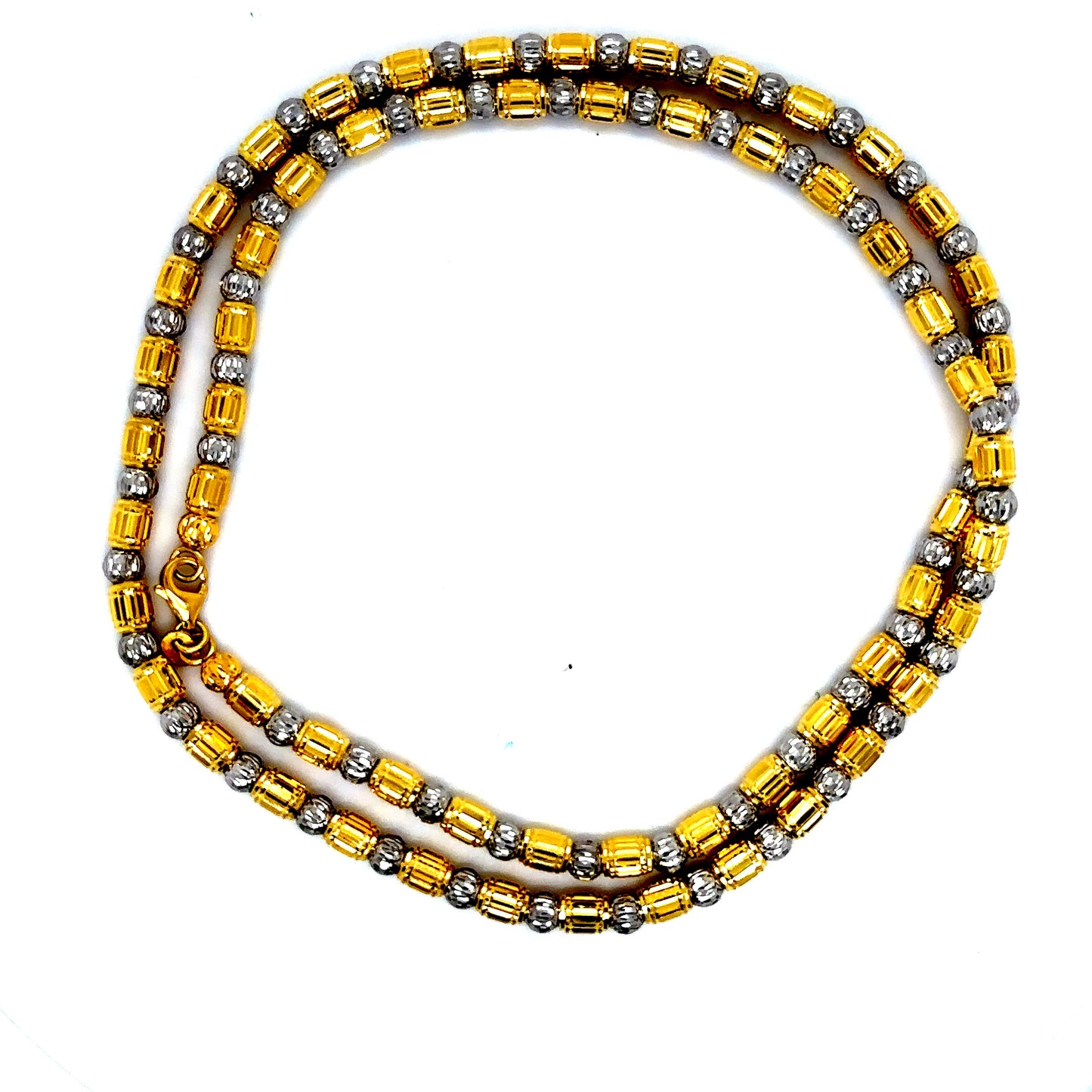 10k Yellow/2-Tone Diamond Cut Beaded Chain