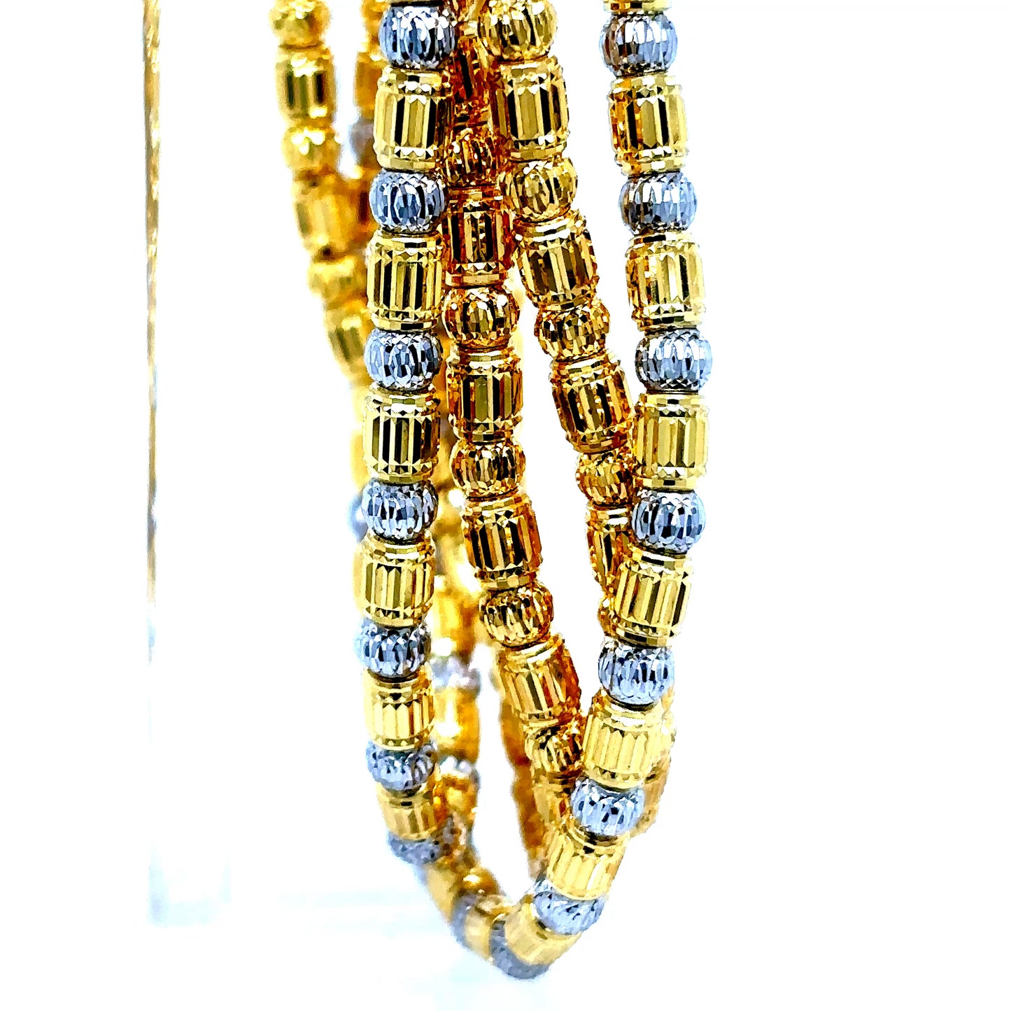 10k Yellow/2-Tone Diamond Cut Beaded Chain