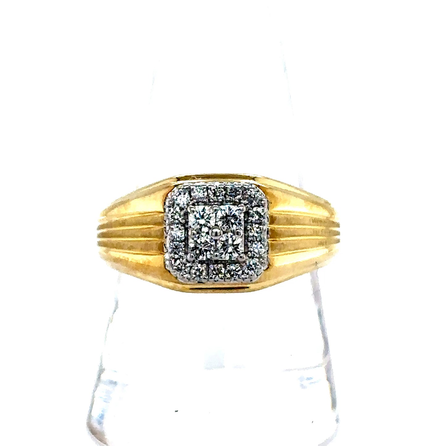 10k Yellow Gold Square Diamond Signet Ring