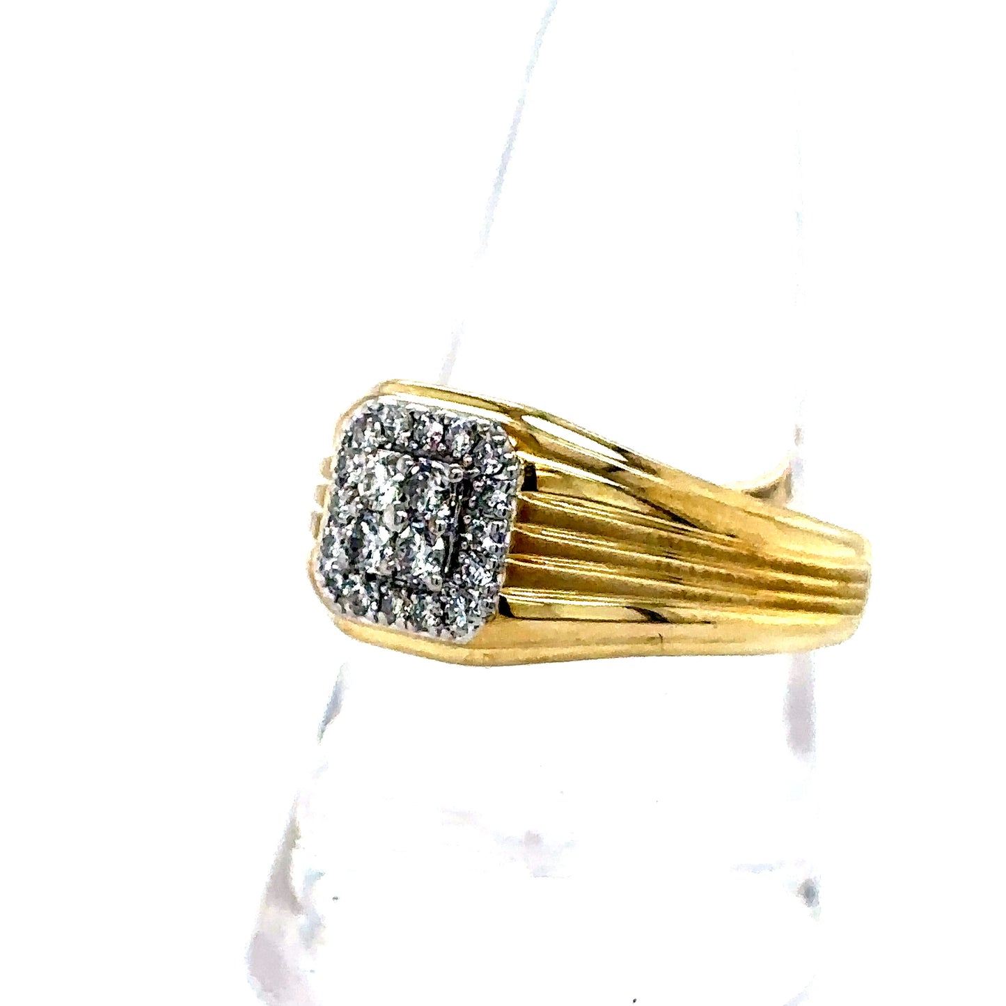 10k Yellow Gold Square Diamond Signet Ring