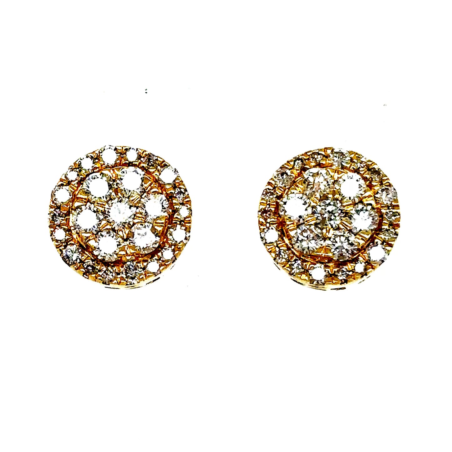 14k Yellow Gold Diamond Cluster Earrings