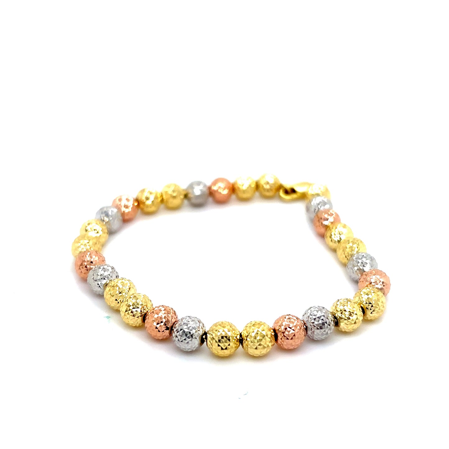 14k Tri-Tone Gold Candy Style Beaded Bracelet