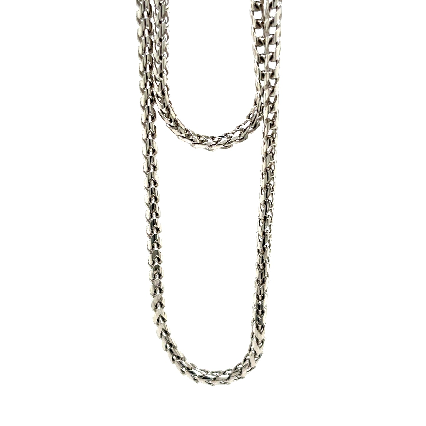 14k White Gold Rounded Franco Chain