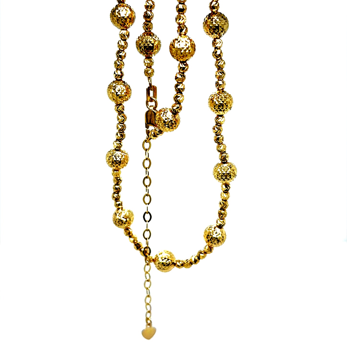 14k Yellow Gold Diamond Geometric Cut Beaded Chain