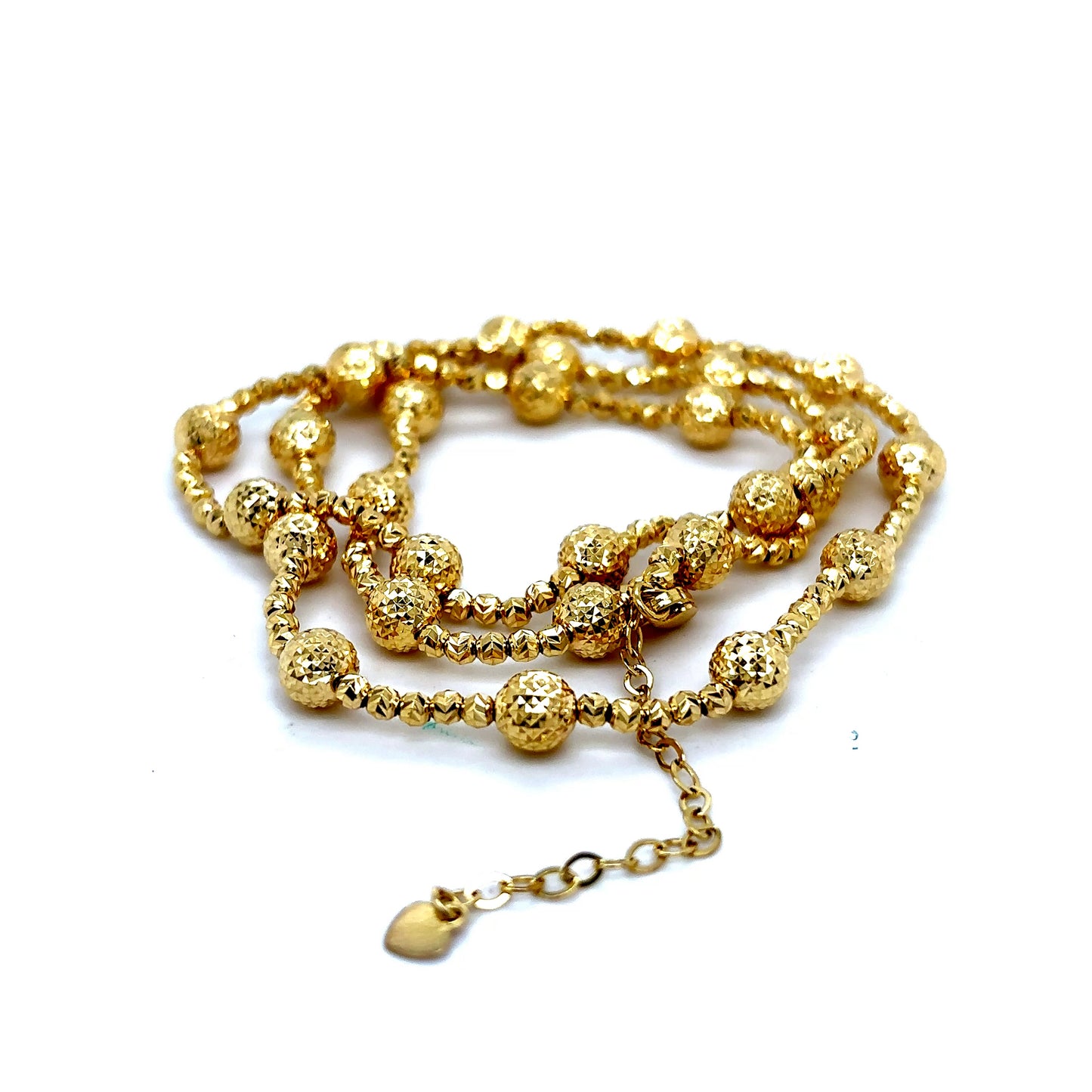 14k Yellow Gold Diamond Geometric Cut Beaded Chain