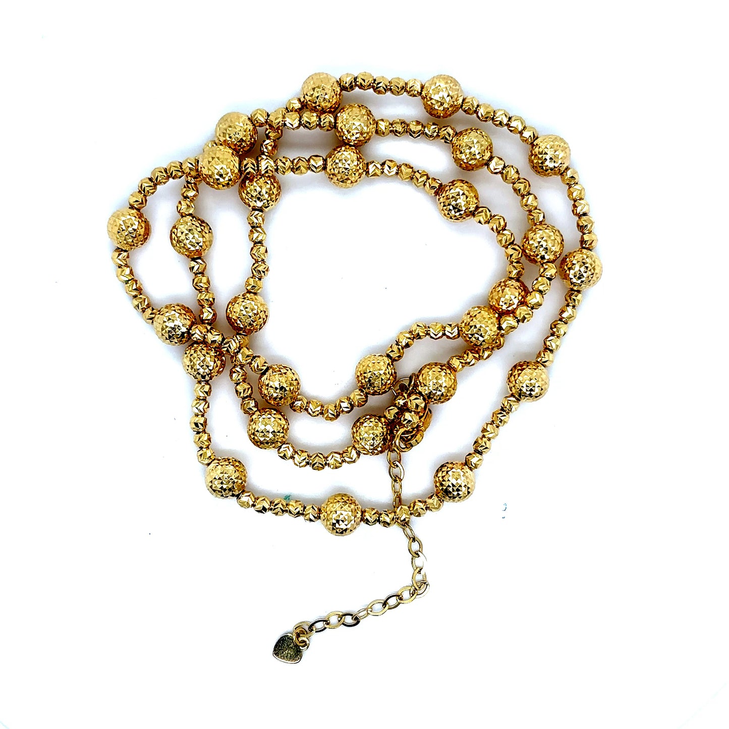 14k Yellow Gold Diamond Geometric Cut Beaded Chain