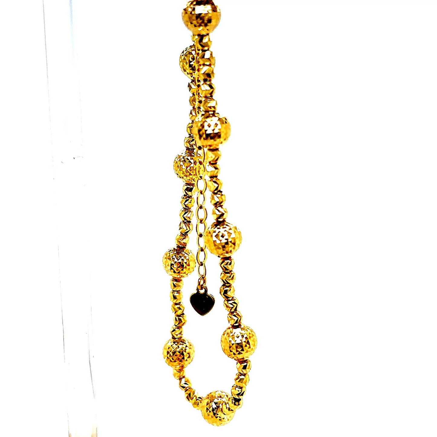 14k Yellow Gold Diamond Geometric Cut Beaded Bracelet