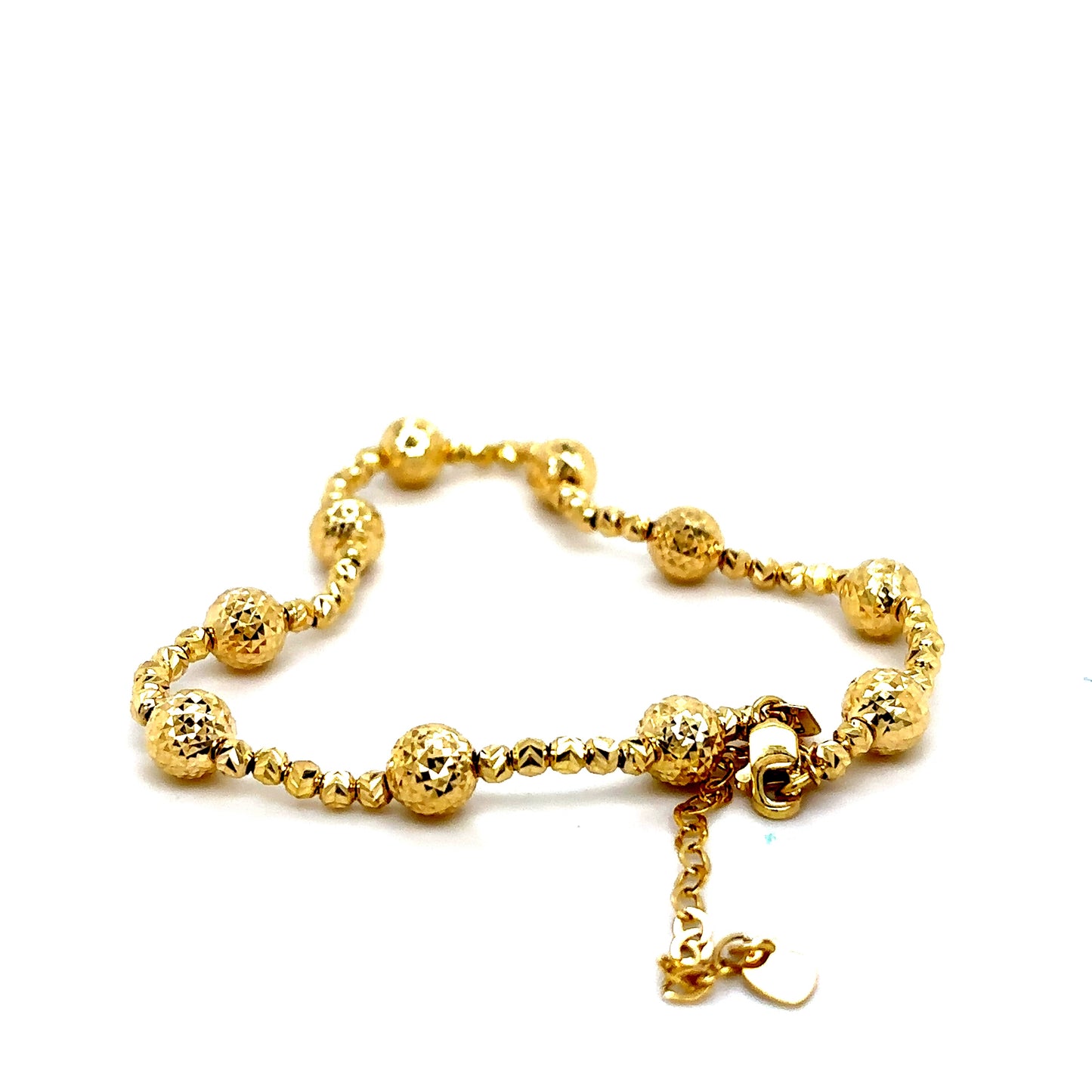 14k Yellow Gold Diamond Geometric Cut Beaded Bracelet