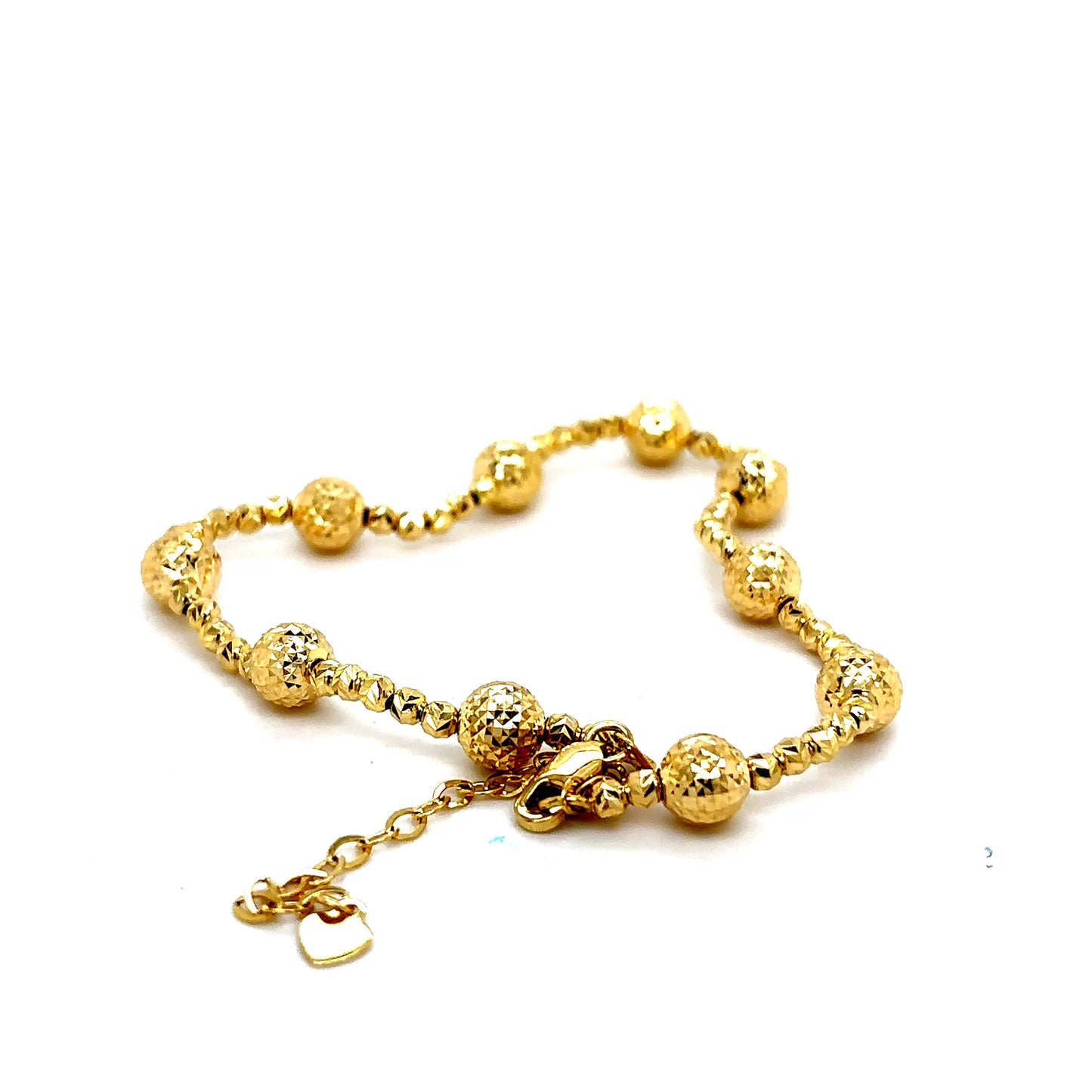 14k Yellow Gold Diamond Geometric Cut Beaded Bracelet