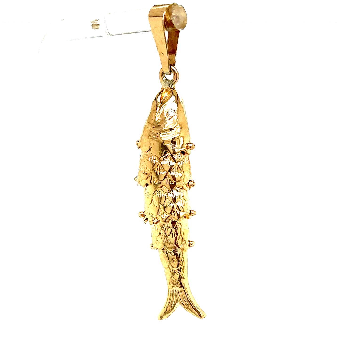 14k Yellow Gold 3D Fish Pendant