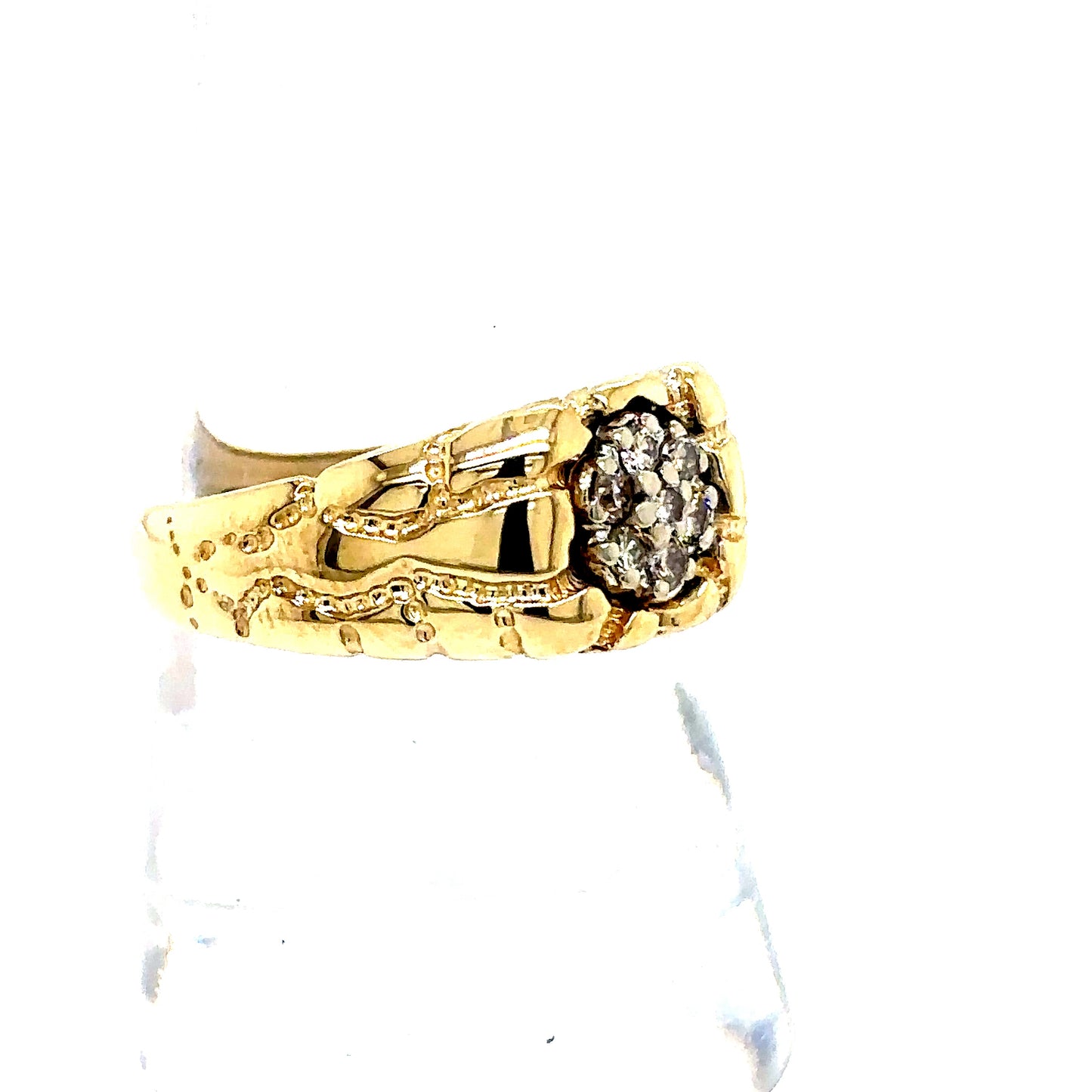14k Yellow Gold Diamond Nugget Ring