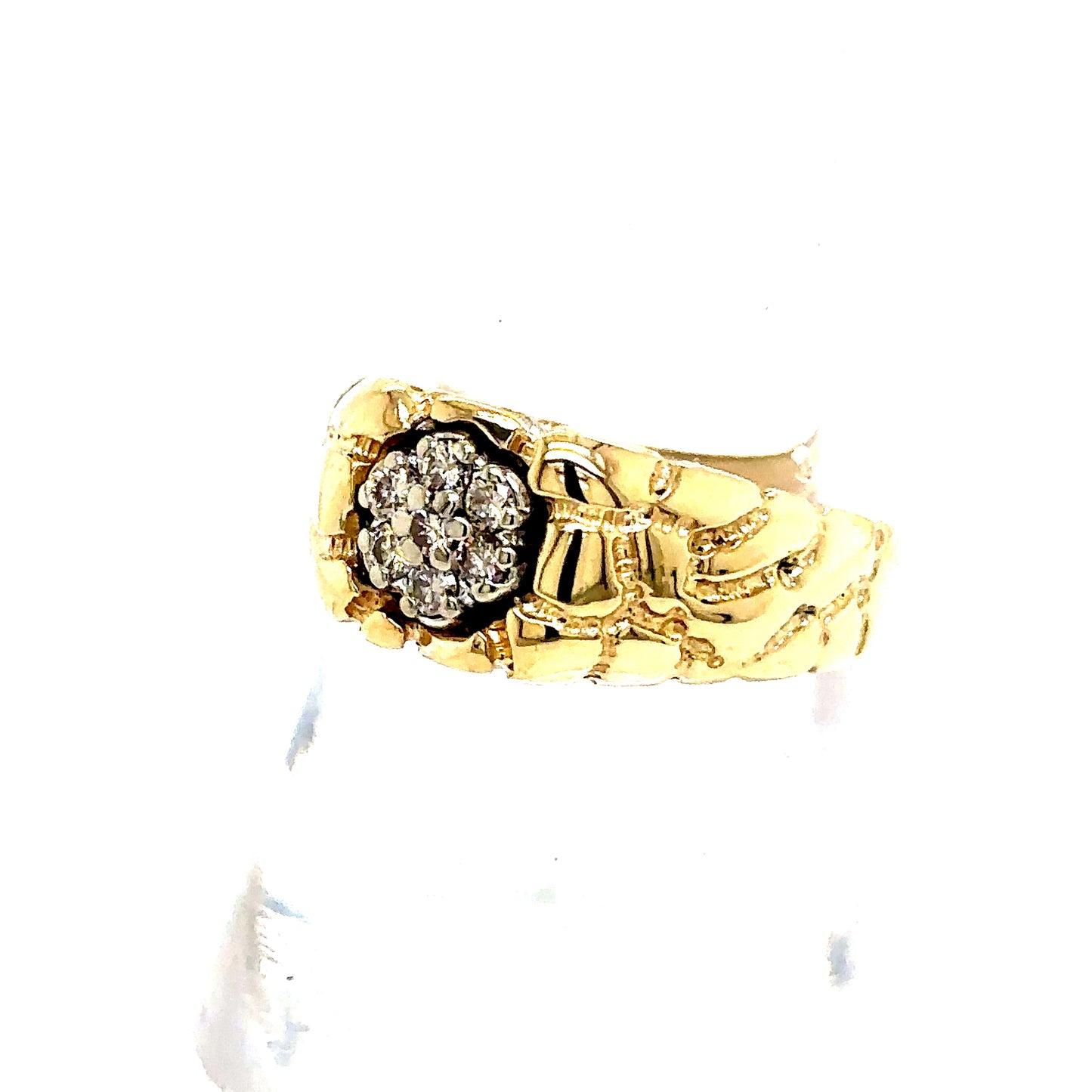 14k Yellow Gold Diamond Nugget Ring