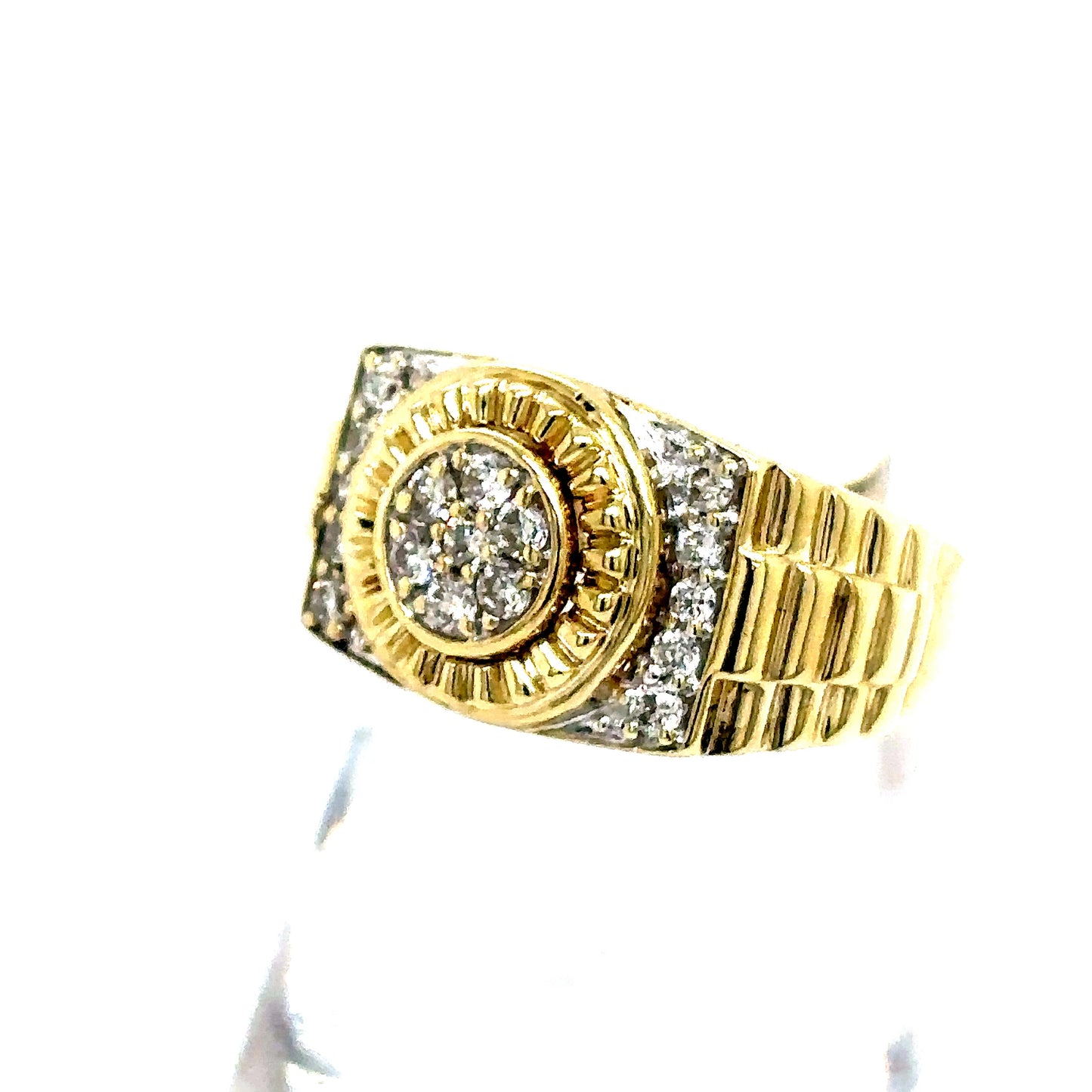10k Yellow Gold Diamond Watch Band Style Ring