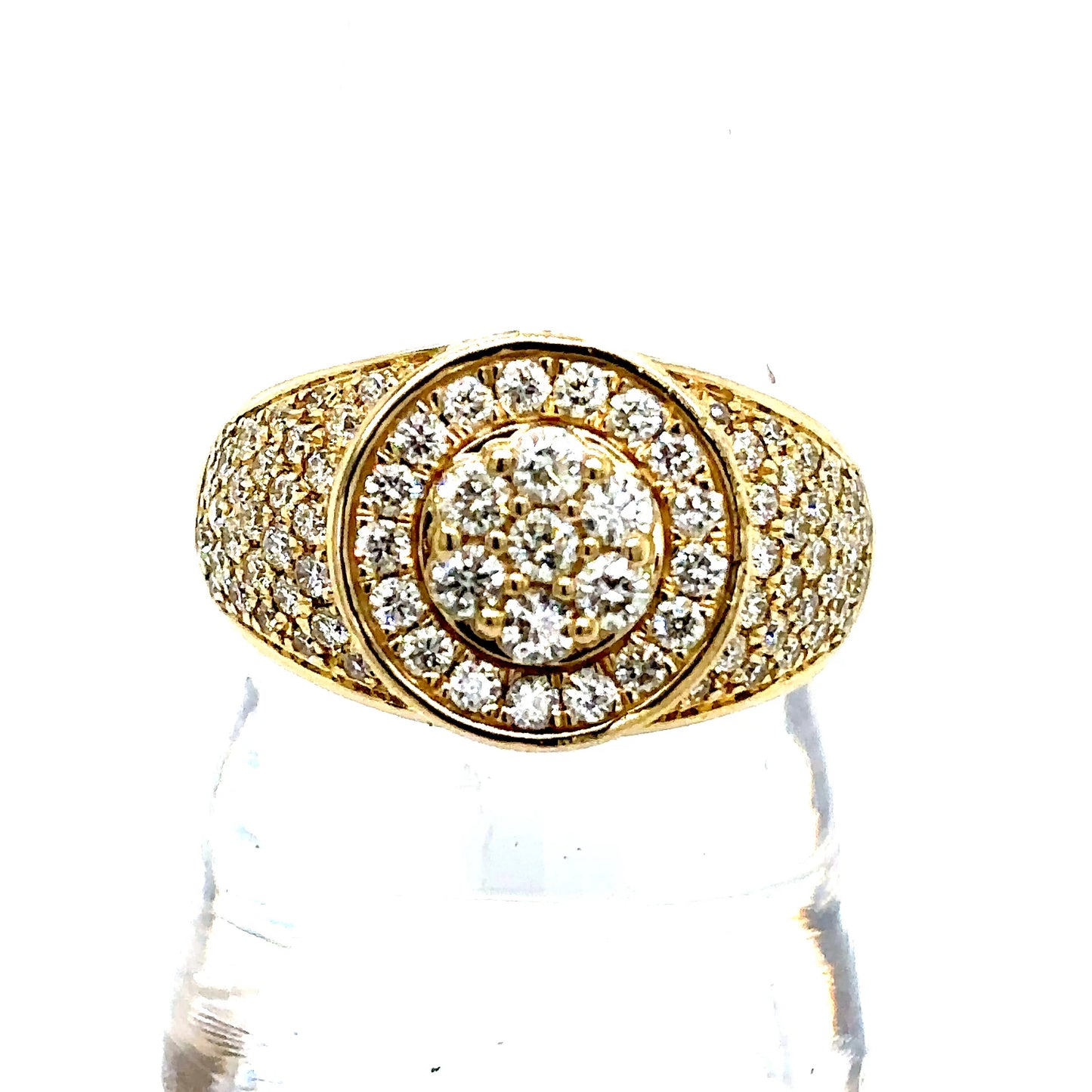 14k Yellow Gold Tower Signet Style Diamond Ring