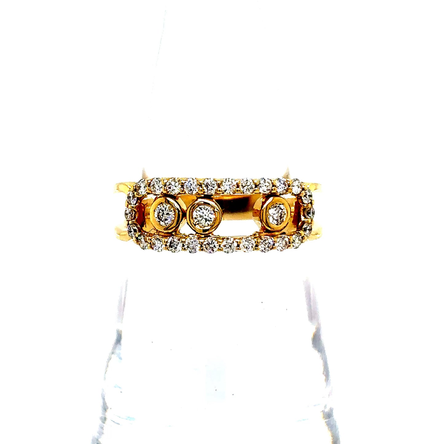 18k Yellow Gold Sliding Diamond Ring