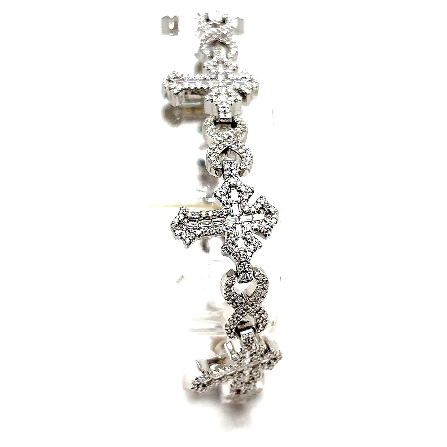 925 S.S. VVS Moissanite Cross Infinity Bracelet