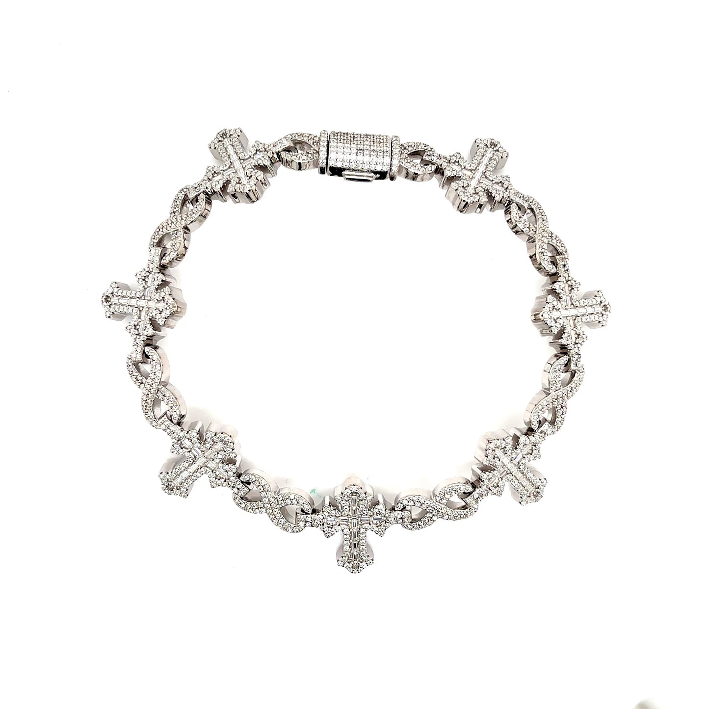 925 S.S. VVS Moissanite Cross Infinity Bracelet